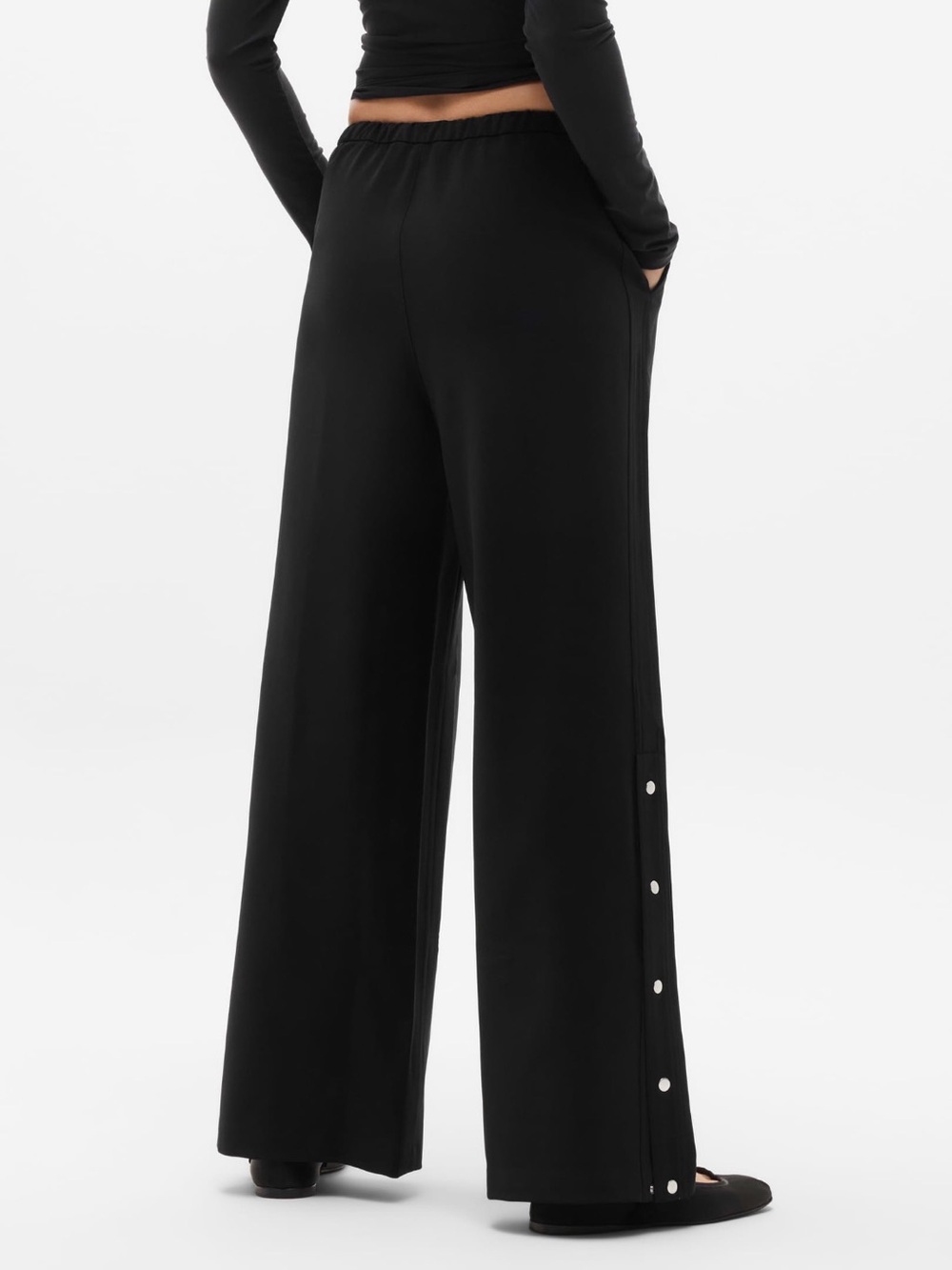 NWT Athleta MVP Snap Pant Wide-Leg Snap-Detail Pants—Black—Medium